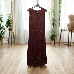 DKNY Burgundy Lace Maxi Dress
